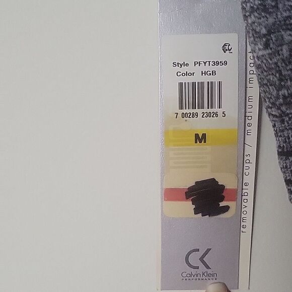 NWT Calvin Klein M Performance Low-impact Racerback Black Grey Sext Sports Bra - Picture 8 of 10